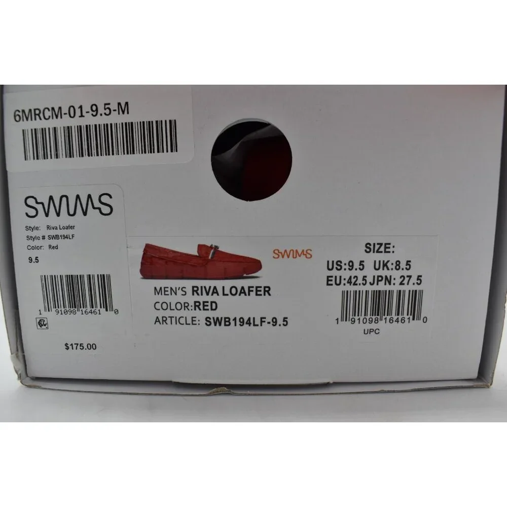 SWIMS Mens Size 9.5 Riva Red Slip On Loafers Shoes‎